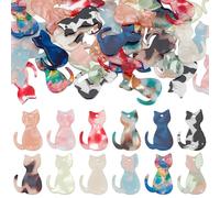 CRAFTYMELODY 48 breloque Chat Bicolore en Acrylique Pendentif Animal Mignon Accessoire pour la Fabrication de Bijoux
