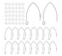 CRAFTYMELODY 50 crochet de Boucle D'Oreille en Forme de V en Acier Inoxydable 0.7mm avec Boucle 80 écrous D'Oreille en Plastique
