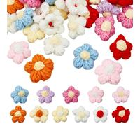 CRAFTYMELODY 55 pièce de Fleurs au Crochet Faites à la Main 11 couleurs en Forme de Bouffantes à Appliquer à Coudre Ou à Repasser pour Vêtements