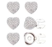 CRAFTYMELODY 6 Boutons-Couverts en Forme de Cœur avec Strass en Métal Platine Couvre-Boutons Décoratifs Amovibles pour Poignets de Chemise
