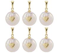 CRAFTYMELODY 6 breloque en Perles de Culture D'Eau Douce Naturs Pendentifs avec Apprêts en Laiton Pépites avec Cœur Breloques Sweet Love