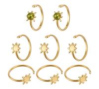 CRAFTYMELODY 6 pièce de Monture de Bague Ouverte Sun Plaquée Or 18K en Acier Inoxydable avec Sertissage Rond Composants de Bague Vierge Plateaux Apprêts de Bijoux