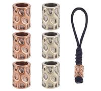 CRAFTYMELODY 6 pièce de Perles à Grand Trou pour Cordon 2 couleurs Perles Européennes en Forme de Colonne D'Espacement en Laiton de 12.5x9x6mm Breloques pour Cordon