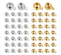 CRAFTYMELODY 60 pièce de Perles à Sertir en Laiton Doré et Argenté Perles D'Espacement Rondes Couvercle Perle D'Espacement Perdue Positionnement Perle D'Espacement Breloques à Sertir Accessoires