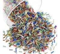 CRAFTYMELODY 6000Pcs Perles Bugle en Verre Doublé Argent Perles Tube Couleur Mixte Petite Perle Tube Perle de Rocaille Art Perle d'Espaceur Lâche pour Fabrication de Bijoux