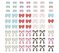 CRAFTYMELODY 63 pièce 9 styles Assortis Breloques en Forme de Nœud Plat en Alliage Émaillé Perles de Nœud de Couleurs Mélangées Ornement à Suspendre