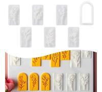 CRAFTYMELODY 7 pièce 7 styles de Tampons en Argile Polymère Feuilles Fleurs Emporte Pièces en Argile Bohème Modèle Blanc Emporte Pièce pour Boucles D'Oreilles en Argile Végétale Emporte Pièce