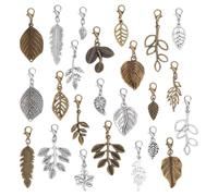 CRAFTYMELODY 72 breloque Feuille 24 styles à Clipser Fermoir Mousqueton Pendentifs Pendants Vintage Bronze Antique Argenté pour la Création de Bijoux