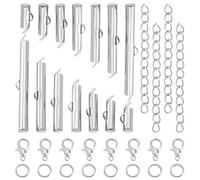 CRAFTYMELODY 780 ensemble de Tubes à Fermoir Coulissant Embouts à Sertir Platine Kits de Fabrication de Bijoux Fermoirs à Pince de Homard Anneaux Ouverts Chaînes D'Extension Torsadées