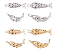 CRAFTYMELODY 8 breloque Poisson 4 styles Pendentifs en Laiton Plaqué Or 18 carats en Forme D'Animal Marin Petits Poissons Accessoires pour la Fabrication