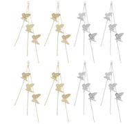 CRAFTYMELODY 8 pièce de Breloque de Boucle D'Oreille à Pompon en Laiton Chaîne à Pompon Papillon Platine Doré Longues Chaînes de Boucles D'Oreilles Pendantes Pendentifs Accessoires de Bijoux