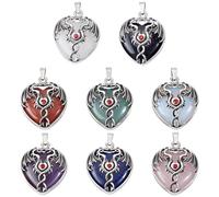 CRAFTYMELODY 8 Pièces 8 Styles Charmes de Dragon en Cristal avec Cœur en Pierre Gemme Charmes Gothique Dragon d'Amour avec Cœur Double Dragons Incrustés avec 8 Pièces Cord