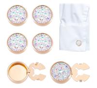 CRAFTYMELODY 8 pièces Boutons de Couverture Plats Ronds en Métal Boutons de Manchette Écharpes et Capes Boucles pour les Chemises des Hommes Poignets de Chemise Boutons de Manchette Or Clair