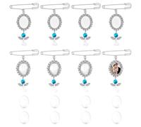 CRAFTYMELODY 8 Sets de Broche Photo avec Aile pour Bouquet de Mariage Broche Commémorative Pin Charm Photo Broches Mémoire avec Cabochons en Verre