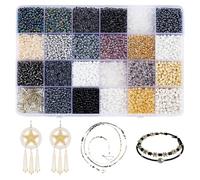 CRAFTYMELODY 8000 Perles en Verre 24 Styles Mélangés Perles Bugles Perles Tubulaires à Trou Rond Kit de Perles Espaceuses en Vrac Multi Tailles