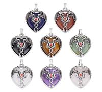 CRAFTYMELODY 8Pcs 8 Styles Cristal Dragon Charms Coeur Pierre Précieuse Charms Gothique Dragon Amour Charme Pierre Métal en Forme de Coeur Double Dragons Charm