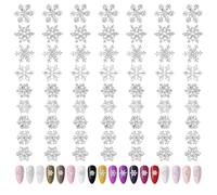 CRAFTYMELODY 90 pièce 9 styles Breloques pour Ongles en Forme de Flocon de Neige Argenté Breloques pour Ongles de Noël Bijoux pour Ongles Floraux Accessoires pour Nail Art