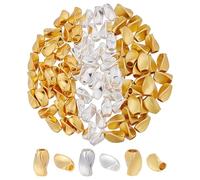 CRAFTYMELODY 90 pièce de Perles Torsadées en Laiton de 3 styles Perles Ovales Torsadées en Argent Doré 18K D'Espacement Lâches Petites D'Espacement