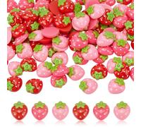 CRAFTYMELODY 99 cabochon en Résine Opaque de 3 couleurs Breloques à Dos Plat en Forme de Fraise Ornements Mignons Embellissements en Forme de Fraise Breloques en Forme de Fruits