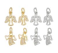 CRAFTYMELODY Breloques Ange en Laiton Plaqué Or 8 carats 18 styles Pendentifs Gardiens D'Ange Breloques en Zircone Cubique Micro Pavées Bijoux Ailes D'Ange en Laiton
