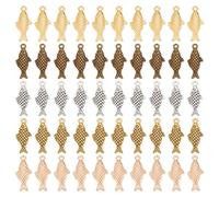 CRAFTYMELODY Breloques en Forme de Poisson 150 couleurs Style Tibétain en Alliage 5 x 20 x 9mm Couleur Orque Argent avec Boucle pour la Fabrication de Bijoux