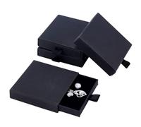 CRAFTYMELODY Coffret à Bijoux en Carton de 4cm Carré Noir avec Tiroirs et Éponge à L'Intérieur.