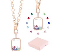 CRAFTYMELODY Collier avec médaillon flottant en forme de cœur doré avec 12 cabochons en verre en laiton pour fabrication de bijoux de mariage, cadeau de Saint-Valentin