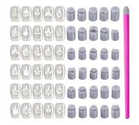 CRAFTYMELODY Ensemble de Tampons pour Nail Art 30 pièce Tête de Tampon en Silicone de Formes Mixtes avec 1 stylos Motif Fleur Papillon Cœur