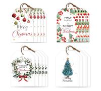 CRAFTYMELODY Étiquettes Cadeaux avec Ficelle 80 styles Étiquettes à Suspendre « Joyeux Noël » 42 x (10)3cm pour Sapin Bricolage Cadeaux Vêtements D'Hiver
