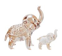 CRAFTYMELODY Figurine D'Éléphant en Cristal 2 Styles Ornements D'Éléphant en Cristal de Quartz Naturel avec Trompe Relevée Statue d'animal Faite à la Main