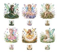 CRAFTYMELODY Lot de 12 autocollants de transfert à repasser en vinyle - 6 styles - Motif fée de la forêt - Aquarelle - Prêt à presser