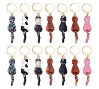 CRAFTYMELODY Lot de 14 marqueurs de Mailles en Alliage Émaillé en Forme de Chat Breloques à Fermoir à Levier pour Porte Clés DIY