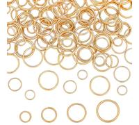 CRAFTYMELODY Lot de 18 anneaux Fendus Plaqués Or 120 carat 4 styles 304 anneaux de Jonction à Double Boucle en Acier Inoxydable Anneau Torique Anneau de Connexion pour