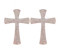 CRAFTYMELODY Lot de 2 broches en forme de croix en forme de croix en platine - 62 x 44 mm - En alliage et strass - Pour robe de prière - Accessoire pour costume, pull, tissu, sac à dos, chapeau