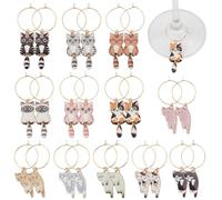 CRAFTYMELODY Lot de 24 pendentifs en métal pour verre à vin en forme de chat - 12 styles - Marqueur mignon pour fête, dégustation, pied