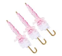 CRAFTYMELODY Lot de 3 parapluies miniatures en dentelle rose pour maison de poupée, 8,4 x 1,8 cm, mini parapluies pour maison de poupée, accessoires de meubles, fournitures de bricolage, décoration de