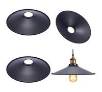 CRAFTYMELODY Lot de 4 abat-jours coniques en fer noir industriel de 22 x 4,1 cm - Protection vintage en fer mat - Pour lampe de table, lampe murale, applique murale