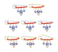 CRAFTYMELODY Lot de 8 Épingles à Nourrice Charme Hamsa Protection Acier Inoxydable Œil Maléfique Bleu Broche Hamsa 2.3 Pouces Épine Charme Hamsa Fil Rouge Porte-Bonheur pour Poussette Nourrisson