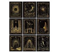 CRAFTYMELODY Lot de 9 affiche Murale Vintage Sur le Thème du Tarrot Décoration Murale Œuvres D'Art pour la Maison 8x10(1) cm Sans Cadre