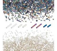 CRAFTYMELODY Perles de Rocaille en Verre de 150g 2 couleurs Style Mixte Perles de Rocaille Rondes Tube Perles D'Espacement en Vrac Assortiment de Tailles Multiples pour