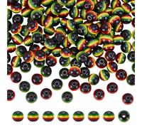 CRAFTYMELODY Perles Rasta Jamaica de 200mm en Résine Rayée Multicolore Rondes Africaines en Vrac pour Loisirs Créatifs