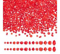 CRAFTYMELODY Perles Rondes à Facettes en Verre de 810mm 14 styles Perles Bicônes Perles D'Espacement Rouges Cube en Forme de Larme pour la Fabrication de Bijoux
