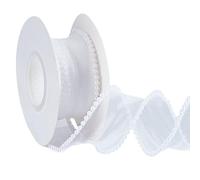 CRAFTYMELODY Ruban de Perles Blanches de 10 m 1 5/8cm en Organza Polyester Dentelle Queue de Poisson Transparent