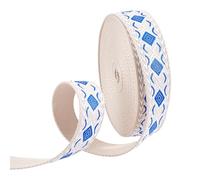 CRAFTYMELODY Ruban Jacquard Vintage de 10 mètre Sangle en Coton Blanc et Bleu de 1 3/8cm Rubans en Jacquard Tissé Brodé en Polyester