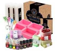 CraftZee Kit de fabrication de savon pour adultes et enfants - Fournitures de fabrication de savon avec base de savon à la glycérine, moules en silicone, huiles parfumées et plus encore pour faire