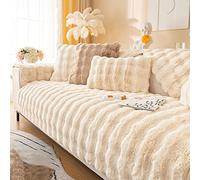 CRAGCO Housse de Canapé en Peluche 1/2/3/4 Places Couvre-canapé en Forme de L épaissie Super Douce Housse de Canapé Protecteur antidérapantes lavables (Color : Beige, Size : 110 * 240CM)
