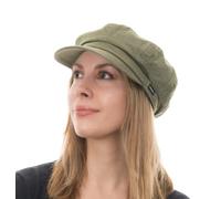 CRAGGI BAGS AND ACCESSORIES Denim Baker Boy Casquette Newsboy Kaki Olive Denim délavé, kaki, Large