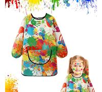 Cragmut Tablier Peinture Enfant 3-5 Ans, Blouse Peinture Enfant Tablier Imperméable avec Manches et Grande Poche Tabl-ier Peinture pour Art Pein-ture Cuisine