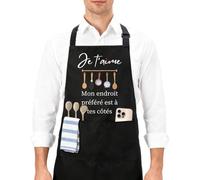 Crahalen Cadeau Couple Noel Cadeau Amoureux Pour Homme Cadeau Amour Idee Cadeau Couple,Cadeau D'anniversair Cadeau Saint Valentin Pour Homme Femme Tablier Cuisine Humour Tablier Barbecue Personnalisé