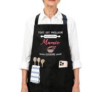 Crahalen Cadeau Mamie Cadeau Fete Des Grand Mere Cadeaux Grand Mere Cadeaux Pour Mamie Anniversaire Tablier Cuisine Femme Tablier Personnalisé